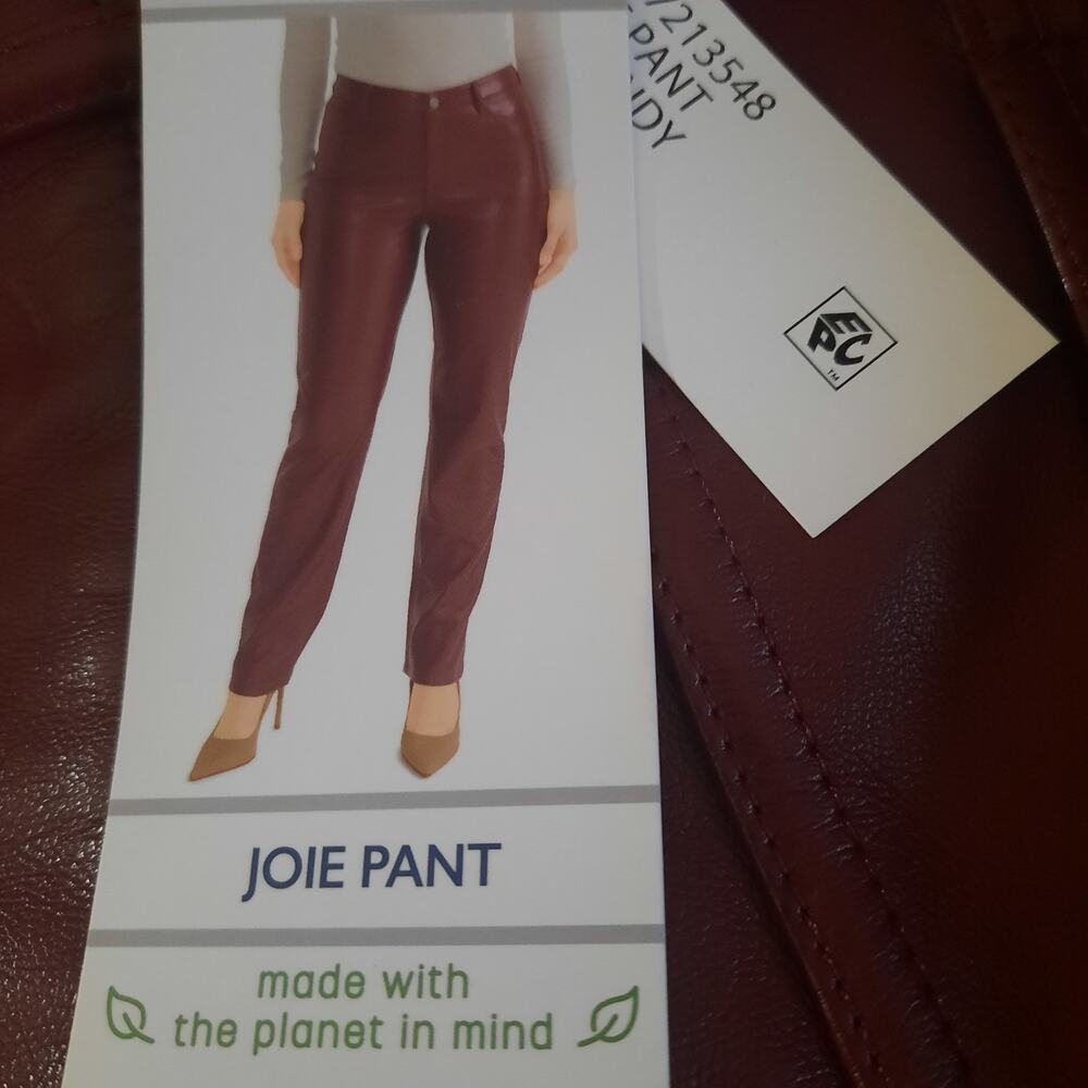 Joie Womens Burgundy Limited Edition Vegan Friendly Straight Leg Pant Size 4 NWT - Picture 7 of 8